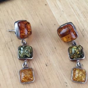 Sterling amber earrings